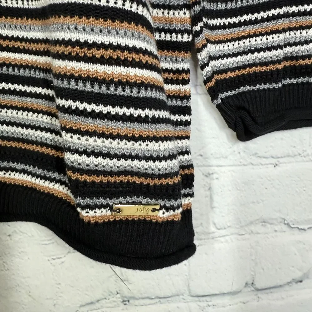 Jones New York Sweater Top Women Large Striped Knit Crochet Ballon Sleeve Y2K - Picture 8 of 8